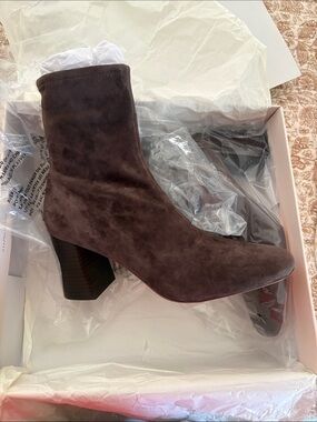 Loeffler Randall Elise Slim Ankle Booties Dark Brown Suede
